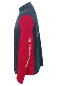 W216   Design half chest zipper red corporate collar printed logo mesh Sweatshirt women's Sweatshirt mesh 100% polyester side view